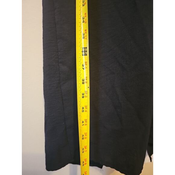 ZARA Womens Knotted Fluid Midi‎ Dress Black Size Medium 3/4 Sleeve Front Slit - Picture 11 of 13